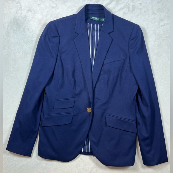 Ralph Lauren Black Label Women’s Size 8 Blazer Navy Single Button Vented Coat - Picture 7 of 15